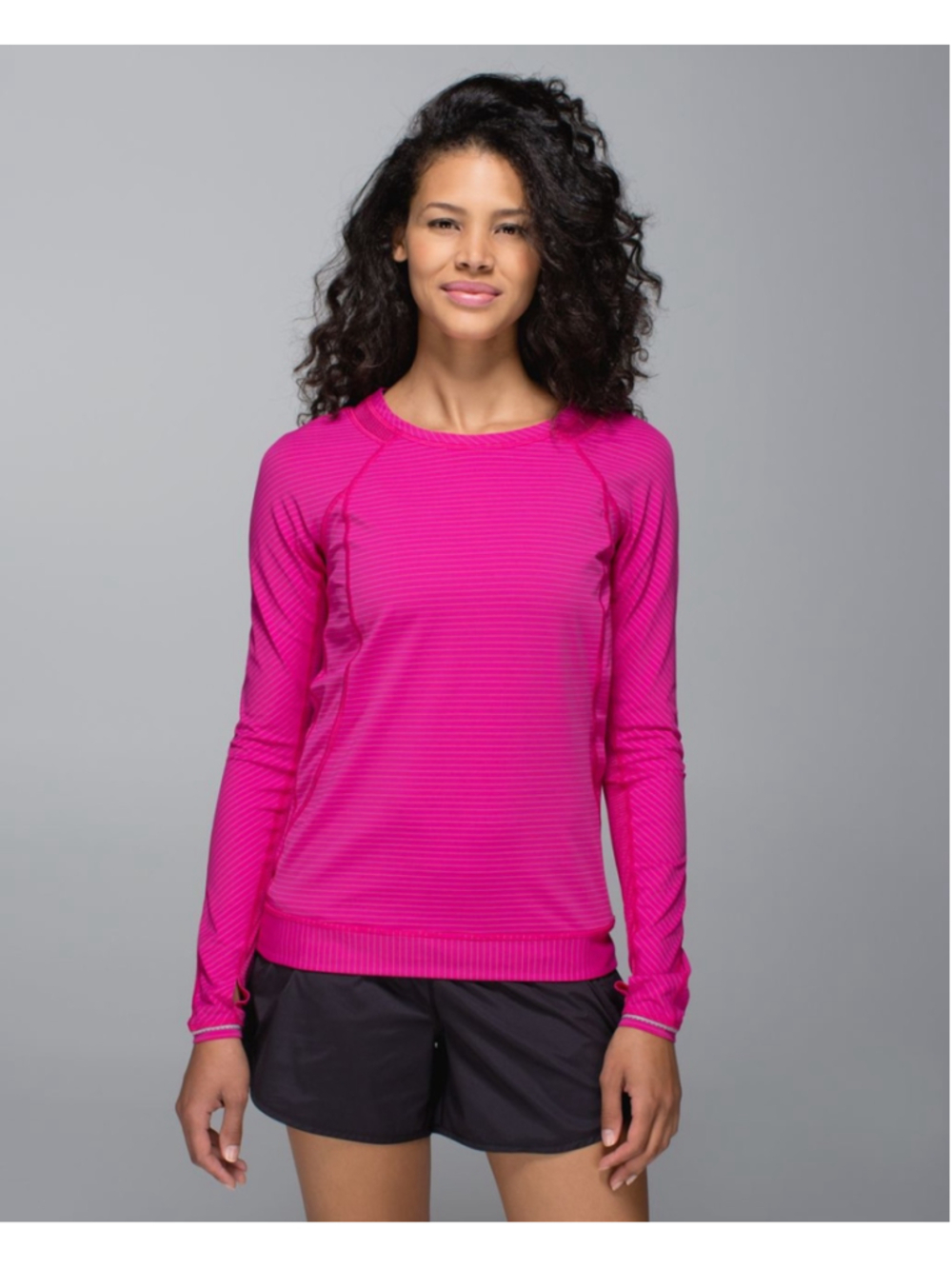 Lululemon Run For Gold Long Sleeve Jewelled Magenta Reflective Running Shirt